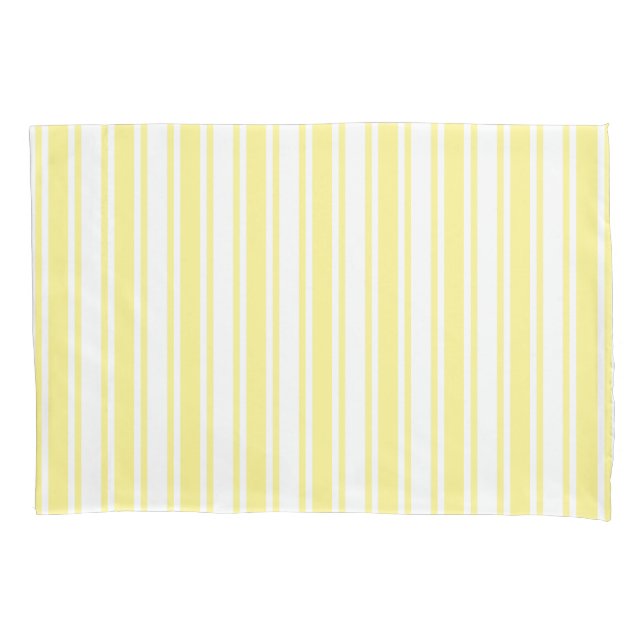 Lemon yellow and white candy stripes pillowcase (Front)