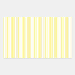 Lemon yellow and white candy stripes rectangular sticker