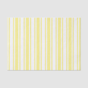 Lemon yellow and white candy stripes tissue paper