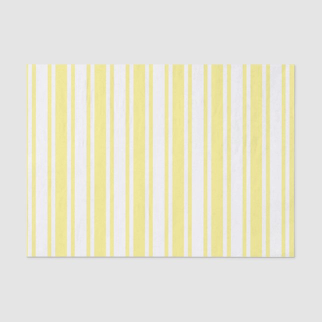 Lemon yellow and white candy stripes tissue paper (Front)