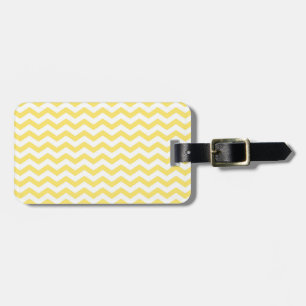 Lemon Yellow and White Chevron Pattern Luggage Tag