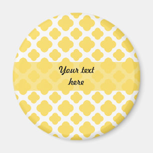 Lemon Yellow and White Quatrefoil Pattern Magnet