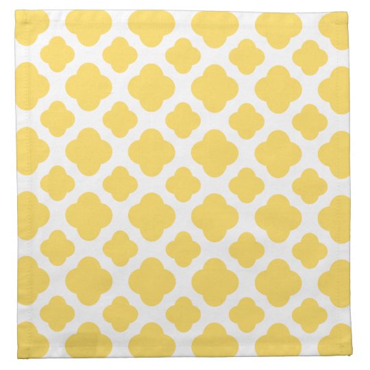 Lemon Yellow and White Quatrefoil Pattern Napkin Zazzle.co.uk