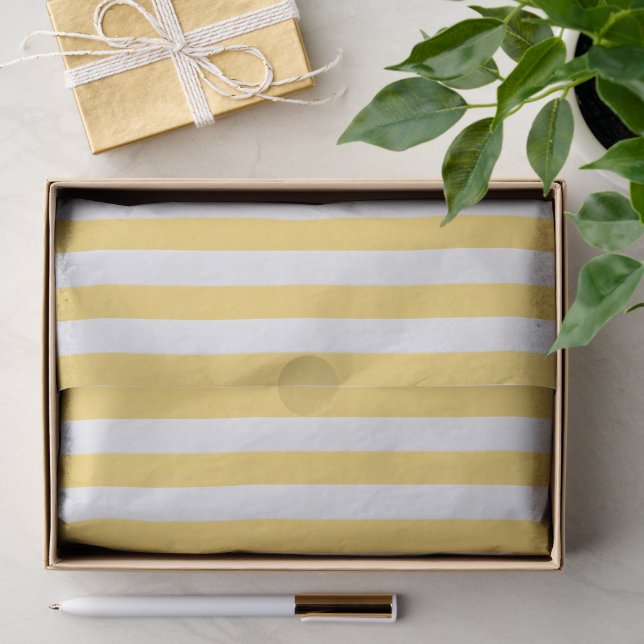 Lemon Yellow and White Striped Tissue Paper (Gift)
