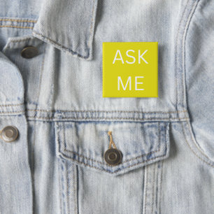 Lemon Yellow Ask Me Button Volunteer, business 