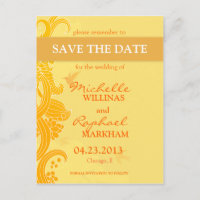 Lemon Yellow Birds Wedding Save the Date
