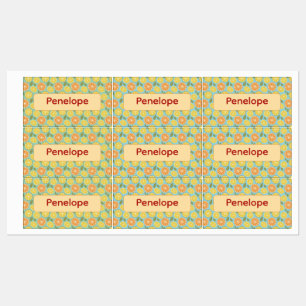Lemon yellow blue pattern Labels with name