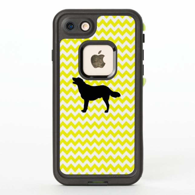 Lemon Yellow Chevron With Golden Silhouette LifeProof iPhone Case (Back)