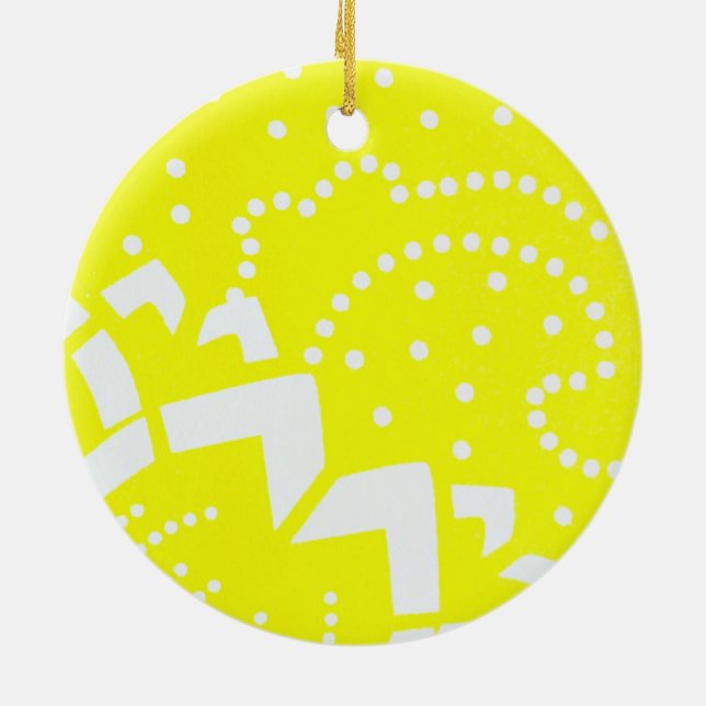Lemon yellow cirtus graphic dot geometric pattern ceramic tree decoration (Back)