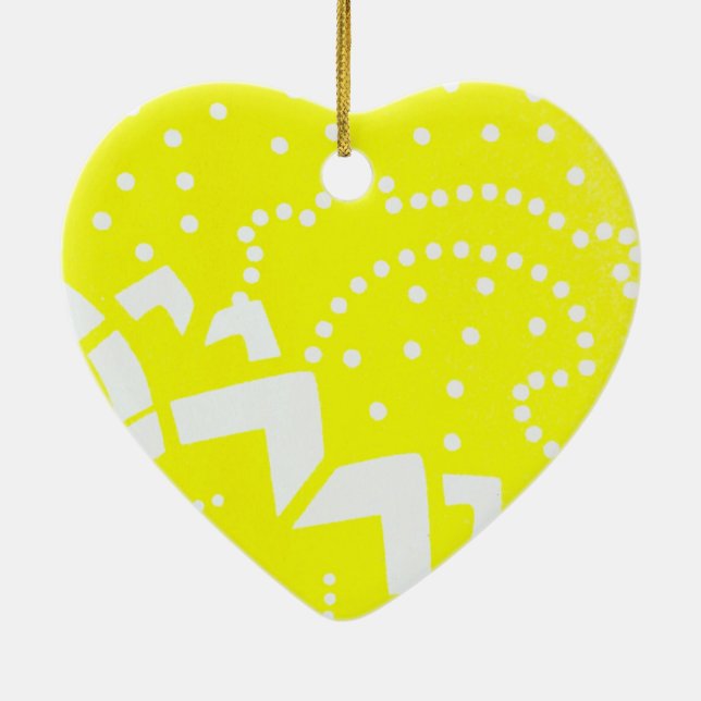 Lemon yellow cirtus graphic dot geometric pattern ceramic tree decoration (Back)