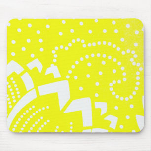 Lemon yellow cirtus graphic dot geometric pattern mouse mat