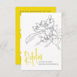 Lemon yellow citrus blossom wedding reply RSVP 