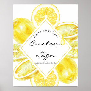 Lemon Yellow Citrus Custom Text Sign