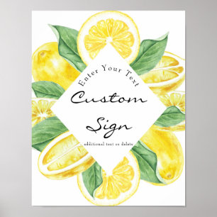 Lemon Yellow Citrus Custom Text Sign