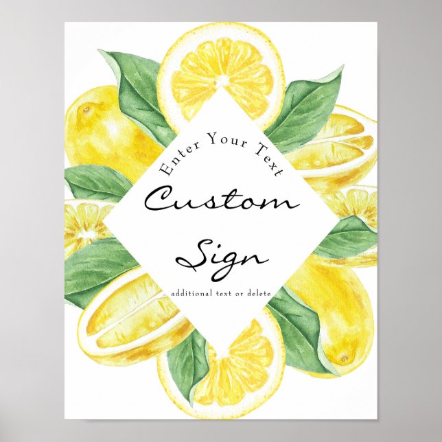  Lemon Yellow | Citrus | Custom Text Sign (Front)