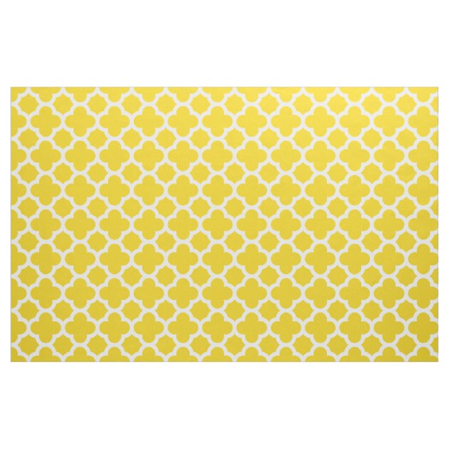 Lemon Yellow Classic Quatrefoil Pattern Fabric (Yard)
