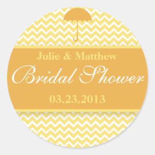 Lemon Yellow Classy Chevron Bridal Shower Sticker