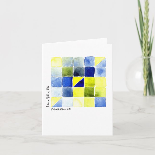 Lemon Yellow - Cobalt Blue Colour Mix Card (Front)