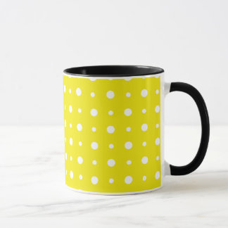 Lemon Yellow Coffee Mug, White Polka Dots Mug