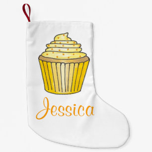 Lemon Yellow Cupcake Frosting Sprinkles Bakery Small Christmas Stocking