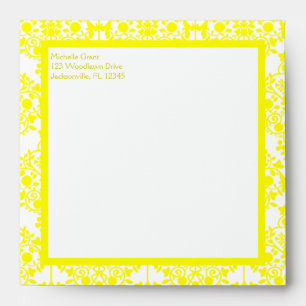 Lemon Yellow Damask Envelope for 5" Square Invite