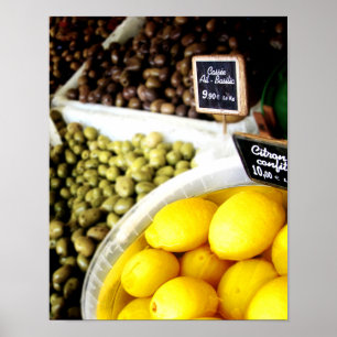 Lemon Yellow France Market Kitchen Art Poster