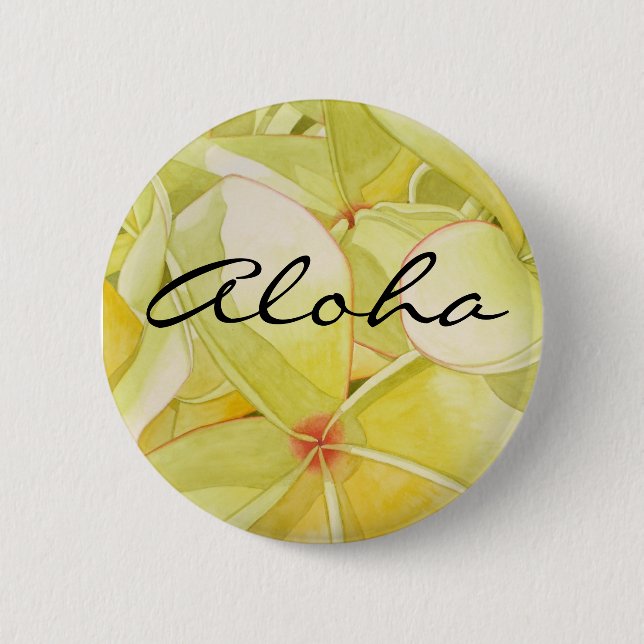 Lemon Yellow Frangipani  Aloha 6 Cm Round Badge (Front)