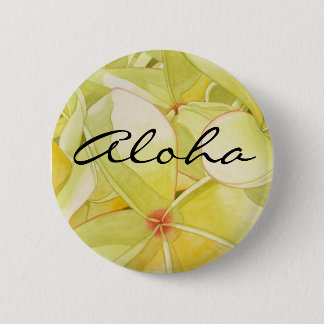 Lemon Yellow Frangipani Aloha 6 Cm Round Badge