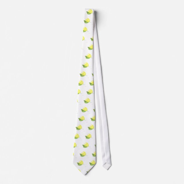 Lemon yellow fruit Citrus Watercolor Pattern Men Tie (Front)