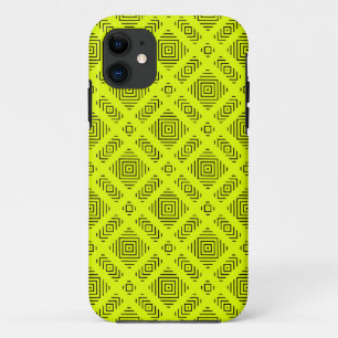Lemon yellow geometric pattern iPhone 11 case