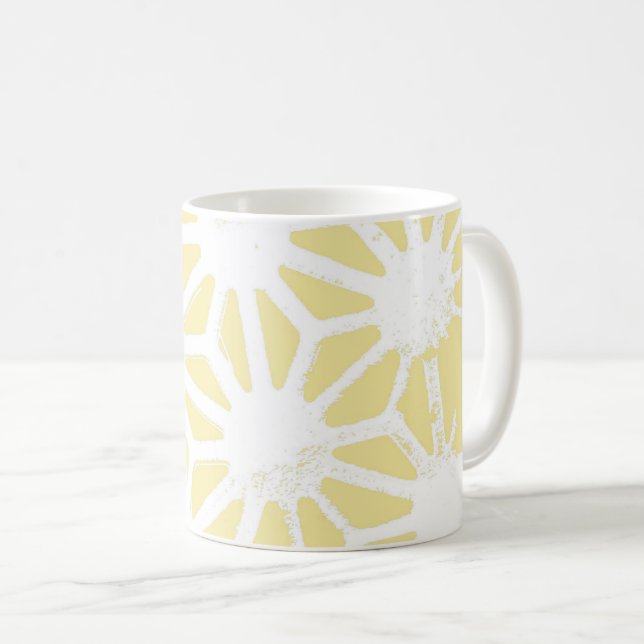 Lemon yellow geometric pattern coffee mug (Front Right)