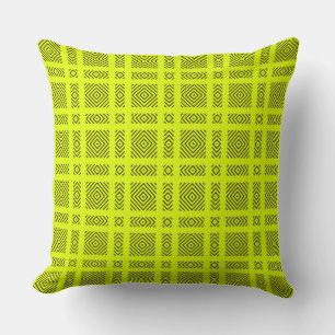 Lemon yellow geometric pattern cushion