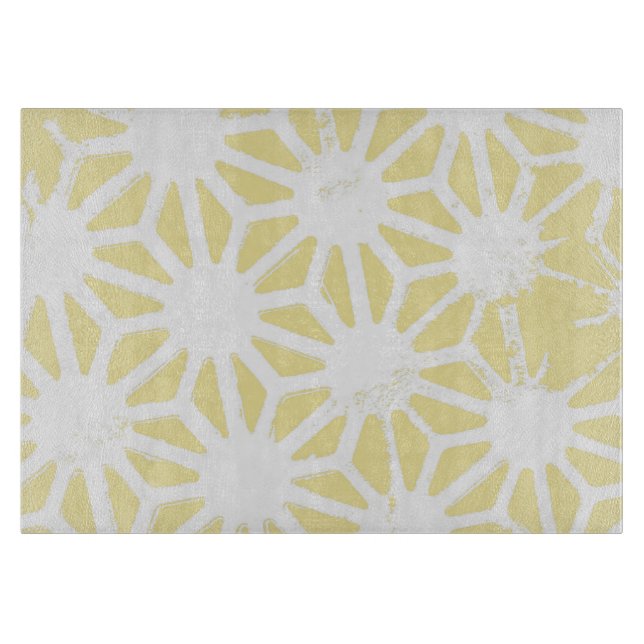 Lemon yellow geometric pattern cutting board (Front)