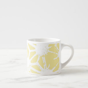 Lemon yellow geometric pattern espresso cup