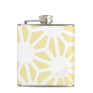 Lemon yellow geometric pattern hip flask