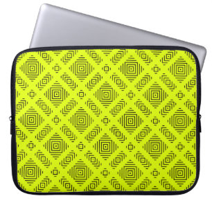 Lemon yellow geometric pattern laptop sleeve