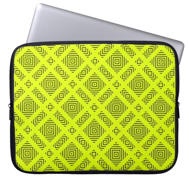 Lemon yellow geometric pattern laptop sleeve (Front)