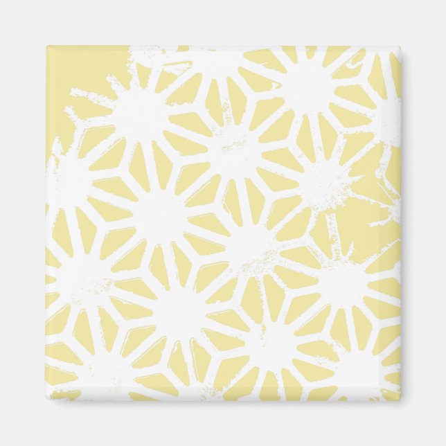 Lemon yellow geometric pattern magnet (Front)