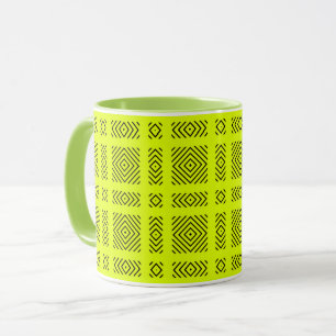 Lemon yellow geometric pattern mug