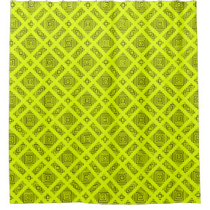 Lemon yellow geometric pattern shower curtain