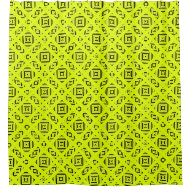 Lemon yellow geometric pattern shower curtain (Front)