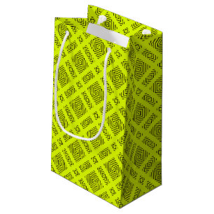 Lemon yellow geometric pattern small gift bag