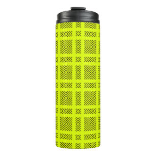 Lemon yellow geometric pattern thermal tumbler