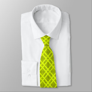 Lemon yellow geometric pattern tie