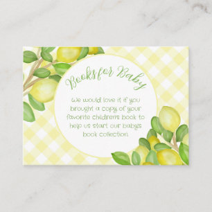 Lemon Yellow Gingham Books For Baby Enclosure Card