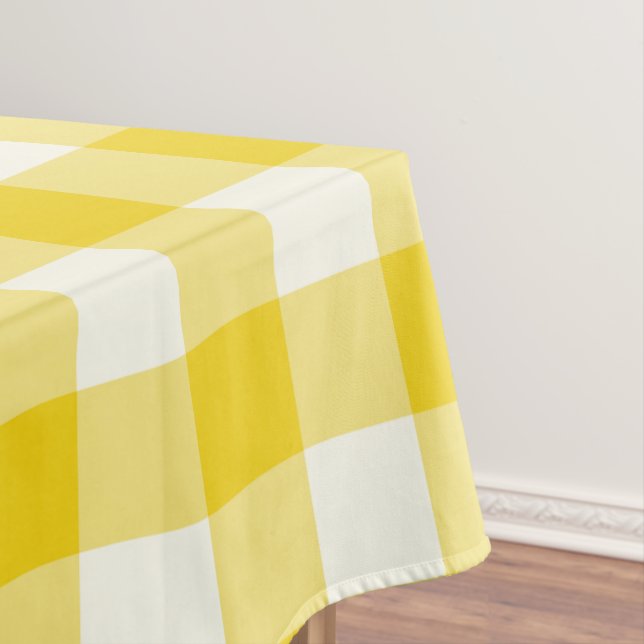 Lemon Yellow Gingham / Buffalo Check Tablecloth (In Situ)