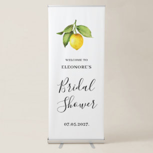 Lemon Yellow Green Bridal Shower Welcome Retractable Banner