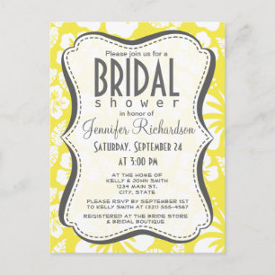 Lemon Yellow Hawaiian Tropical Hibiscus Invitation Postcard