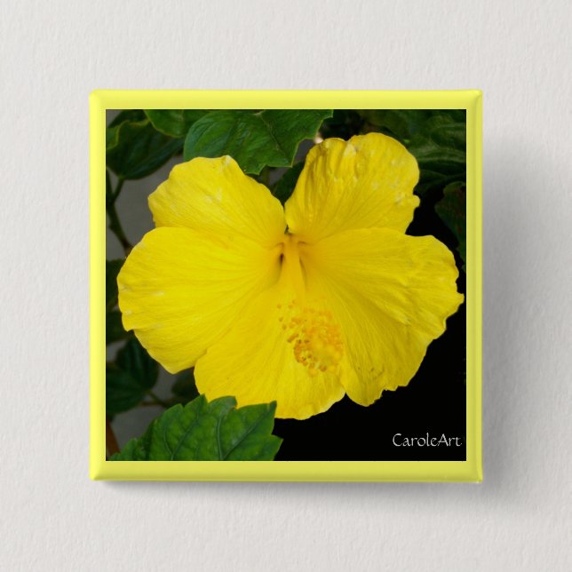 Lemon Yellow Hibiscus 15 Cm Square Badge