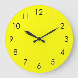 Lemon Yellow Large Black Numbers Clock